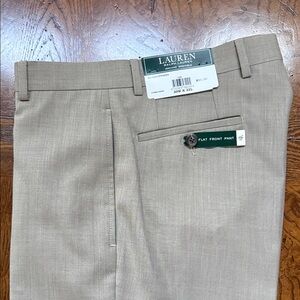 Lauren Ralph Lauren Tan Flat Front Pants